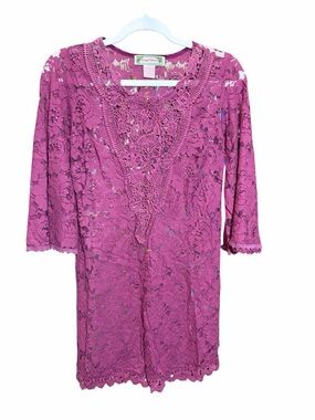 Flying Tomato burgundy/rose Lace Tunic Top Or Cover-Up